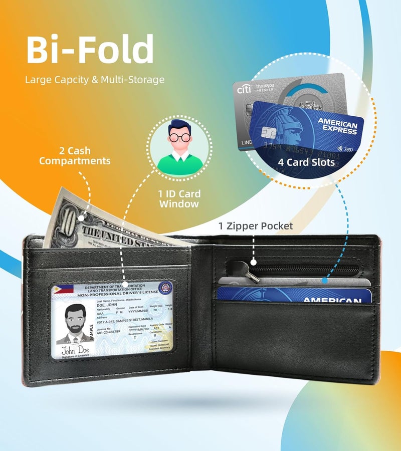 WRIGAEL Credit Card Holder Wallet Rfid Blocking Kids Boys Bifold Teen Cool Cute for Cash with ID Window Cardholder Teenage Teenager, Soccer - Image 3